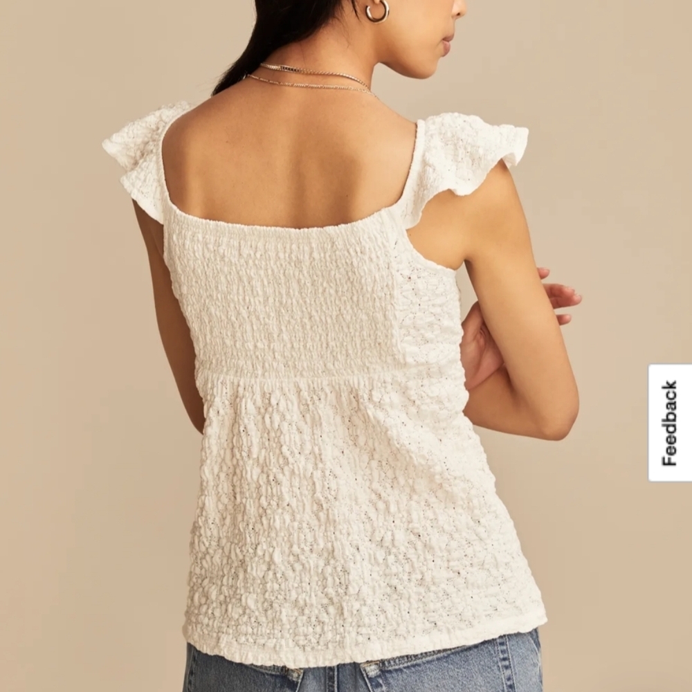 Lucky Brand textured babydoll Cottage Core top Womens Size XXL NWT - Picture 5 of 8